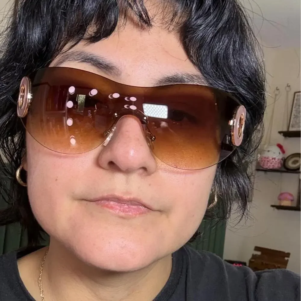 Y2k oversized shield sunglasses with